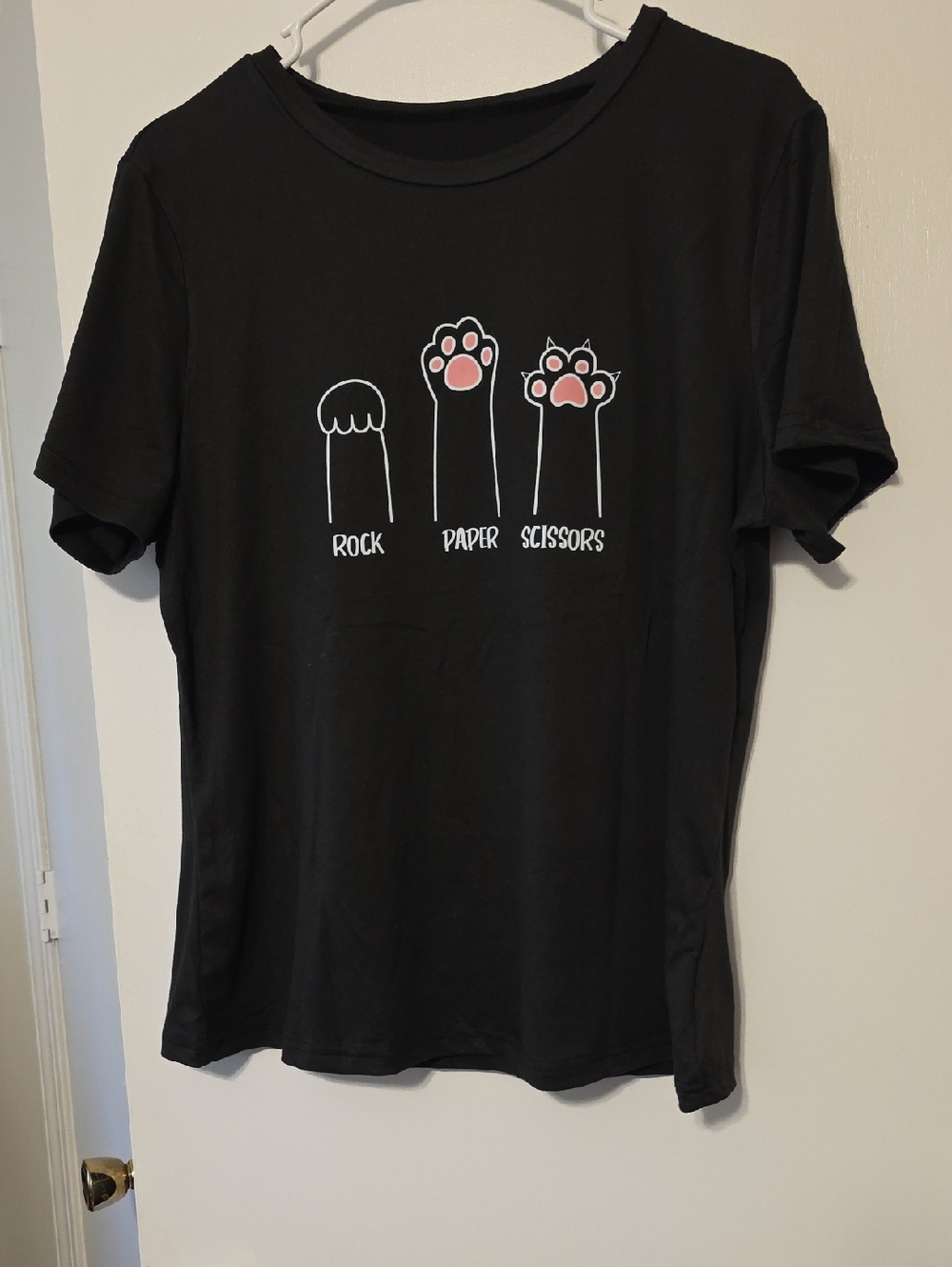 SHEIN Black Graphic Tee with Cat Paw Design